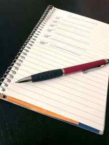 a checklist on a notebook