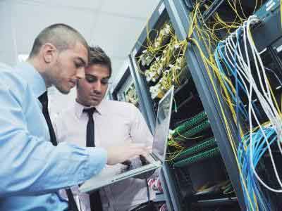 IT professionals checking the servers